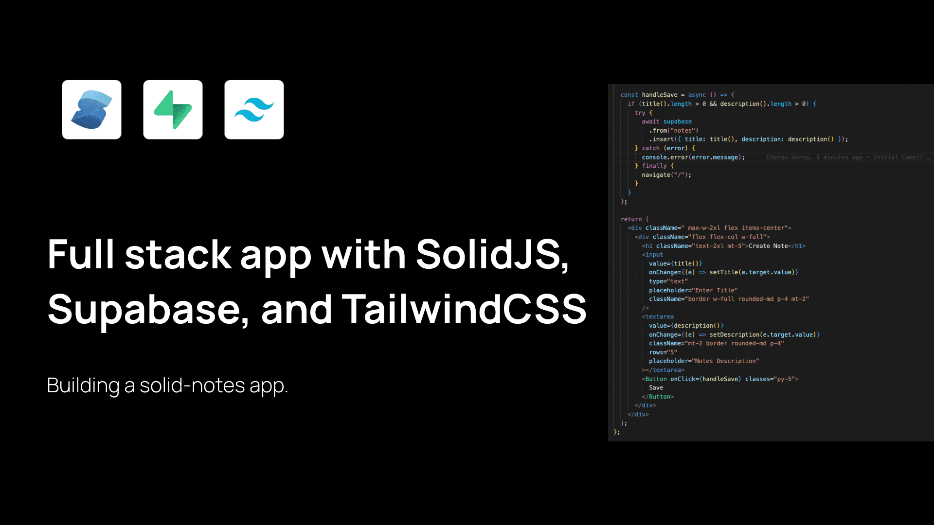 How To Create a Full Stack app with SolidJS, Supabase, and TailwindCSS
